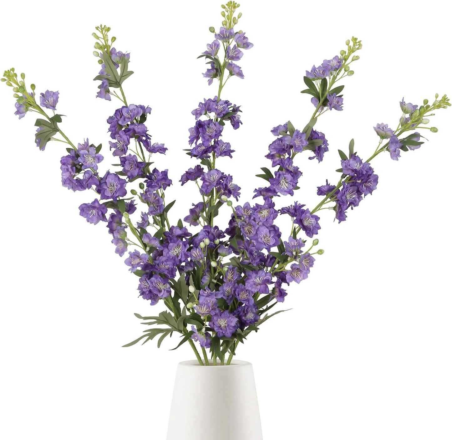 White Flowers Artificial Delphinium 9PCS with Clematis Greenery for Wedding & Home Decor