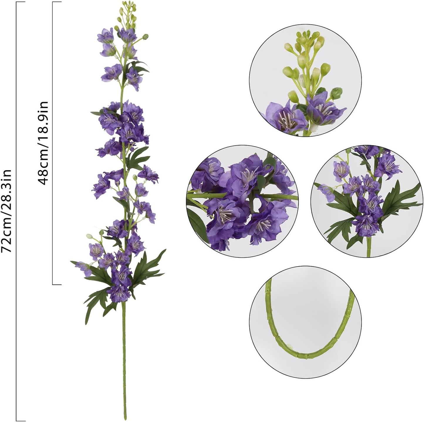 White Flowers Artificial Delphinium 9PCS with Clematis Greenery for Wedding & Home Decor