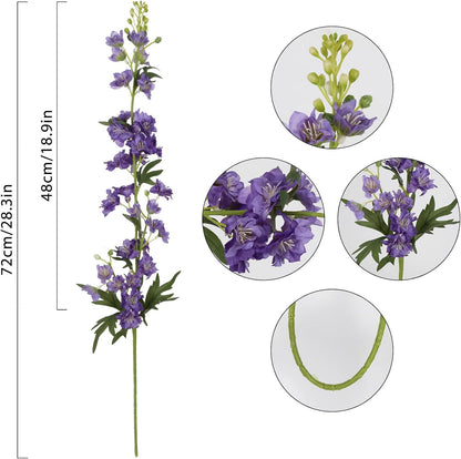 White Flowers Artificial Delphinium 9PCS with Clematis Greenery for Wedding & Home Decor