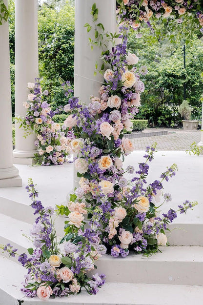 White Flowers Artificial Delphinium 9PCS with Clematis Greenery for Wedding & Home Decor