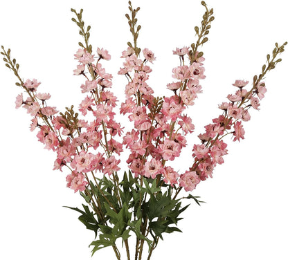 White Flowers Artificial Delphinium 9PCS with Clematis Greenery for Wedding & Home Decor