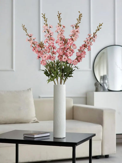 White Flowers Artificial Delphinium 9PCS with Clematis Greenery for Wedding & Home Decor