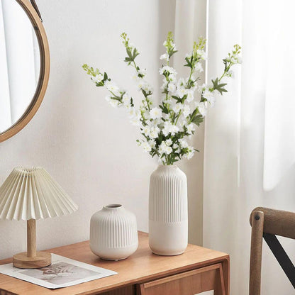 White Flowers Artificial Delphinium 9PCS with Clematis Greenery for Wedding & Home Decor