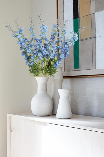 White Flowers Artificial Delphinium 9PCS with Clematis Greenery for Wedding & Home Decor