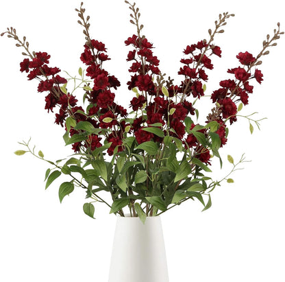 White Flowers Artificial Delphinium 9PCS with Clematis Greenery for Wedding & Home Decor