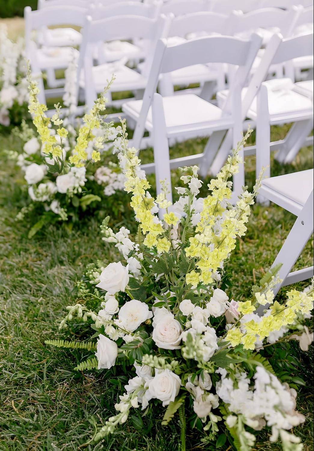 White Flowers Artificial Delphinium 9PCS with Clematis Greenery for Wedding & Home Decor