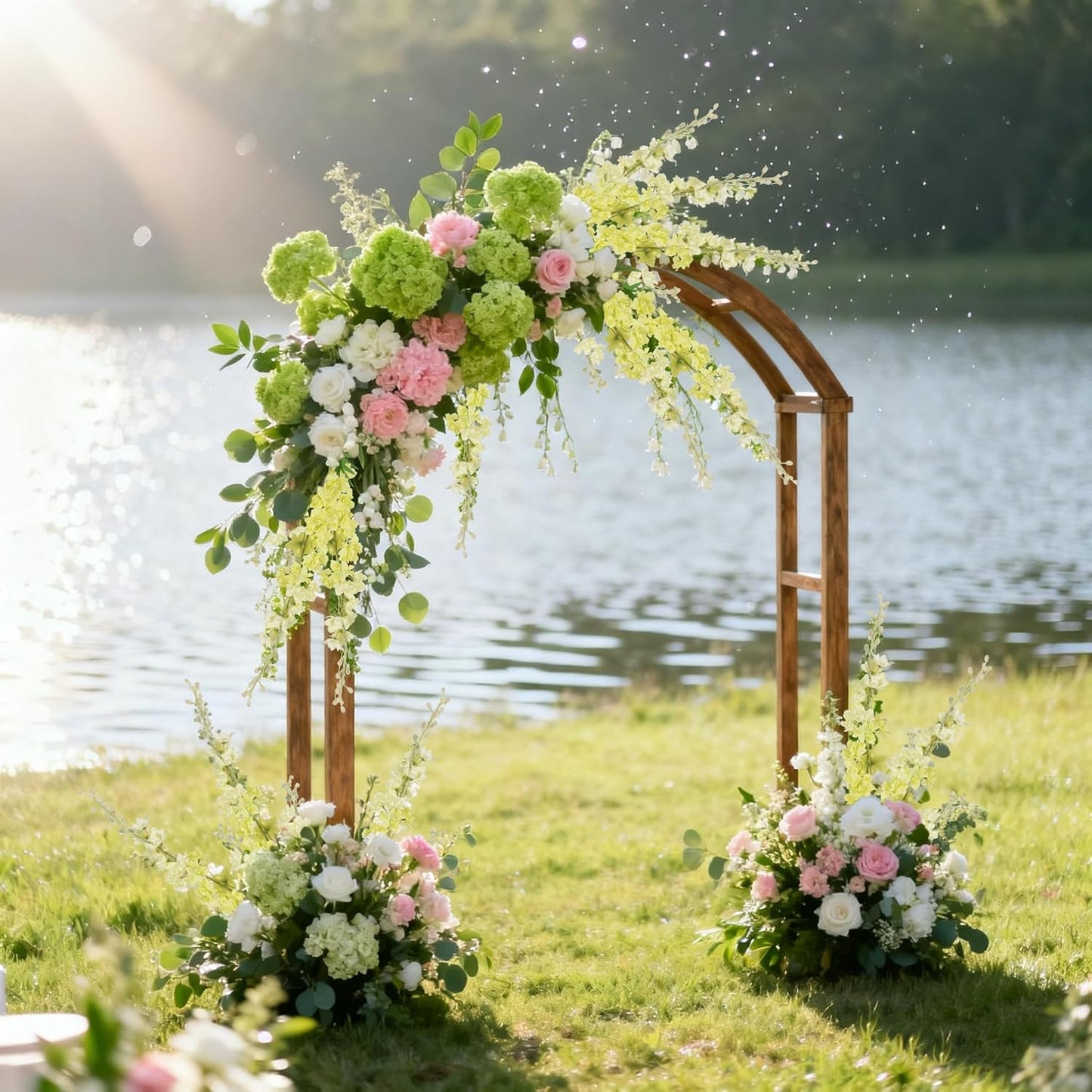 White Flowers Artificial Delphinium 9PCS with Clematis Greenery for Wedding & Home Decor