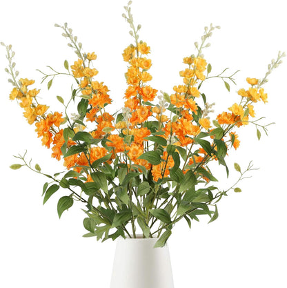 White Flowers Artificial Delphinium 9PCS with Clematis Greenery for Wedding & Home Decor