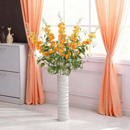 White Flowers Artificial Delphinium 9PCS with Clematis Greenery for Wedding & Home Decor