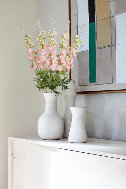 White Flowers Artificial Delphinium 9PCS with Clematis Greenery for Wedding & Home Decor