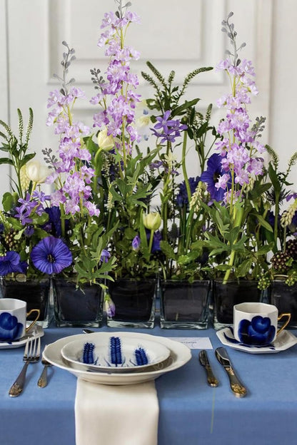 White Flowers Artificial Delphinium 9PCS with Clematis Greenery for Wedding & Home Decor