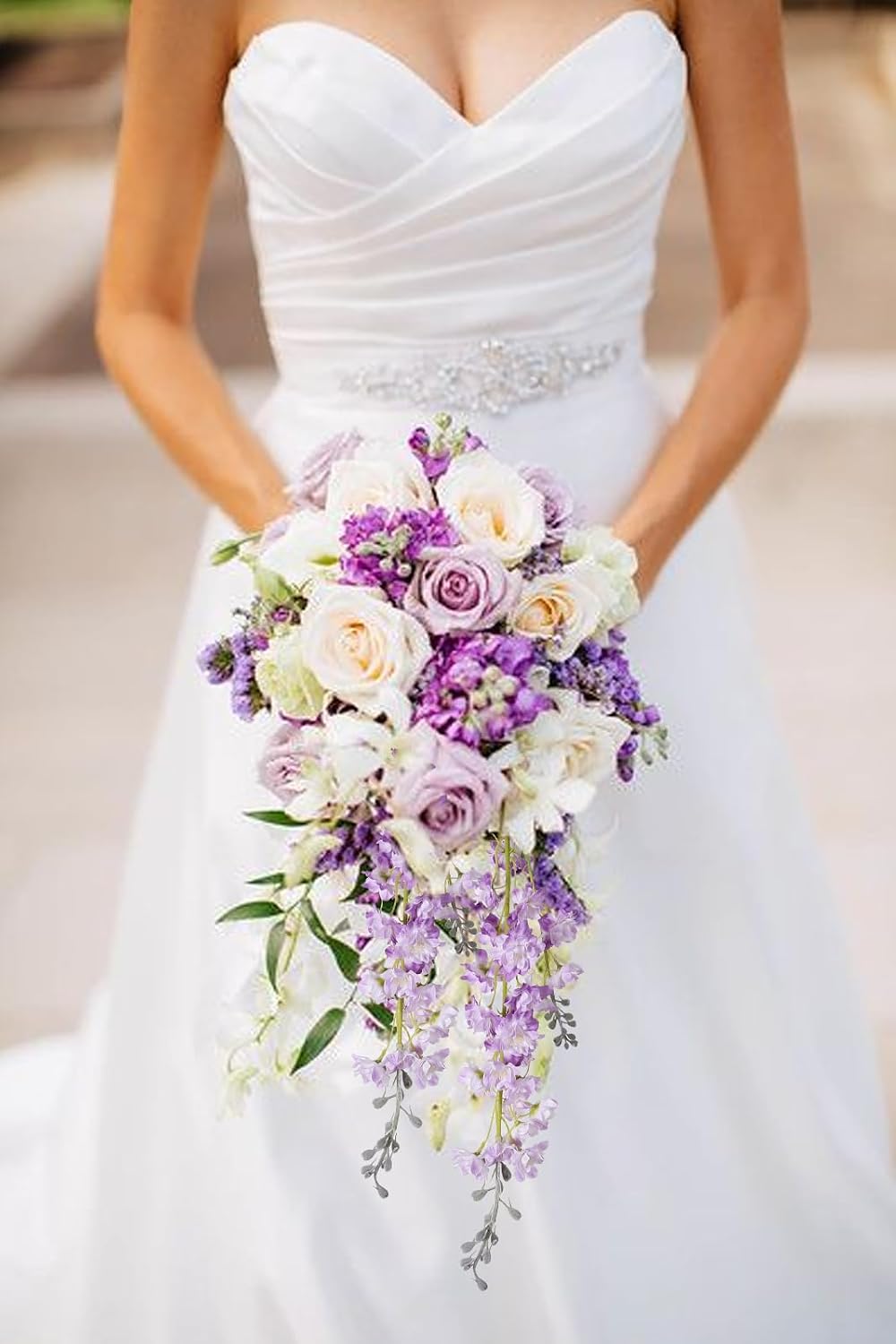 White Flowers Artificial Delphinium 9PCS with Clematis Greenery for Wedding & Home Decor
