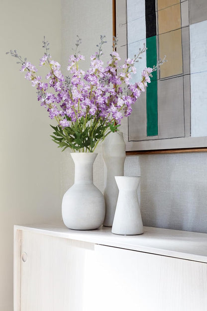 White Flowers Artificial Delphinium 9PCS with Clematis Greenery for Wedding & Home Decor