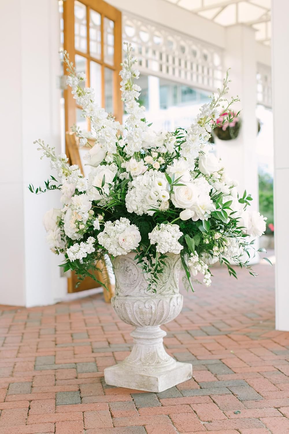 White Flowers Artificial Delphinium 9PCS with Clematis Greenery for Wedding & Home Decor