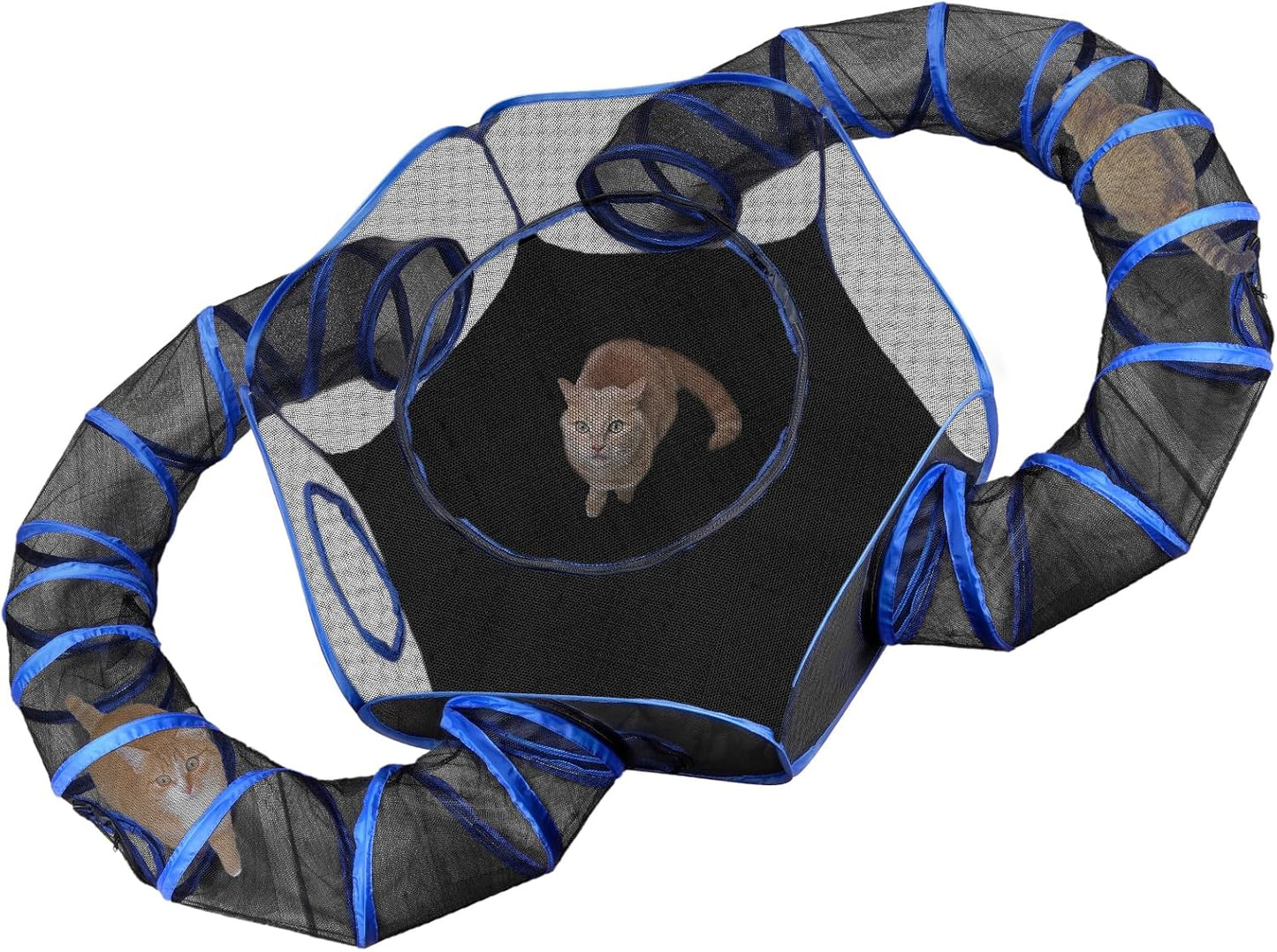 Small Animal Playpen Guinea Pig Hedgehog Cage Rabbit Cage with Fun Surround Tunnel Breathable & Transparent Pop Open Exercise Yard Fence with Top Cover Anti Escape