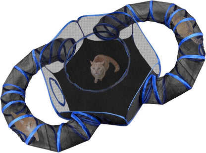 Small Animal Playpen Guinea Pig Hedgehog Cage Rabbit Cage with Fun Surround Tunnel Breathable & Transparent Pop Open Exercise Yard Fence with Top Cover Anti Escape