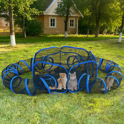 Small Animal Playpen Guinea Pig Hedgehog Cage Rabbit Cage with Fun Surround Tunnel Breathable & Transparent Pop Open Exercise Yard Fence with Top Cover Anti Escape