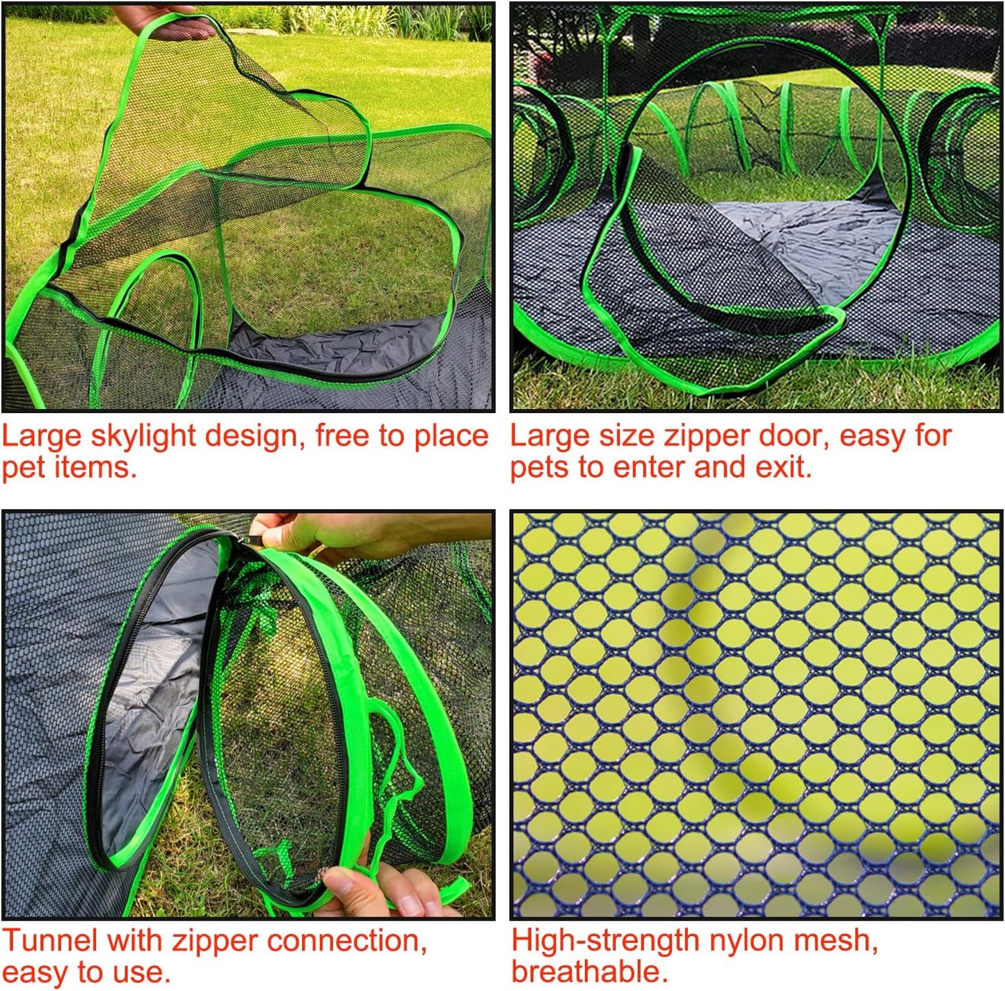 Small Animal Playpen Guinea Pig Hedgehog Cage Rabbit Cage with Fun Surround Tunnel Breathable & Transparent Pop Open Exercise Yard Fence with Top Cover Anti Escape