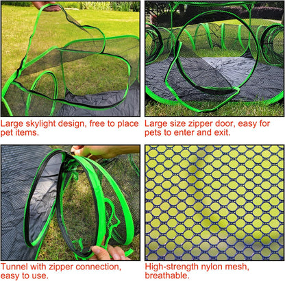 Small Animal Playpen Guinea Pig Hedgehog Cage Rabbit Cage with Fun Surround Tunnel Breathable & Transparent Pop Open Exercise Yard Fence with Top Cover Anti Escape