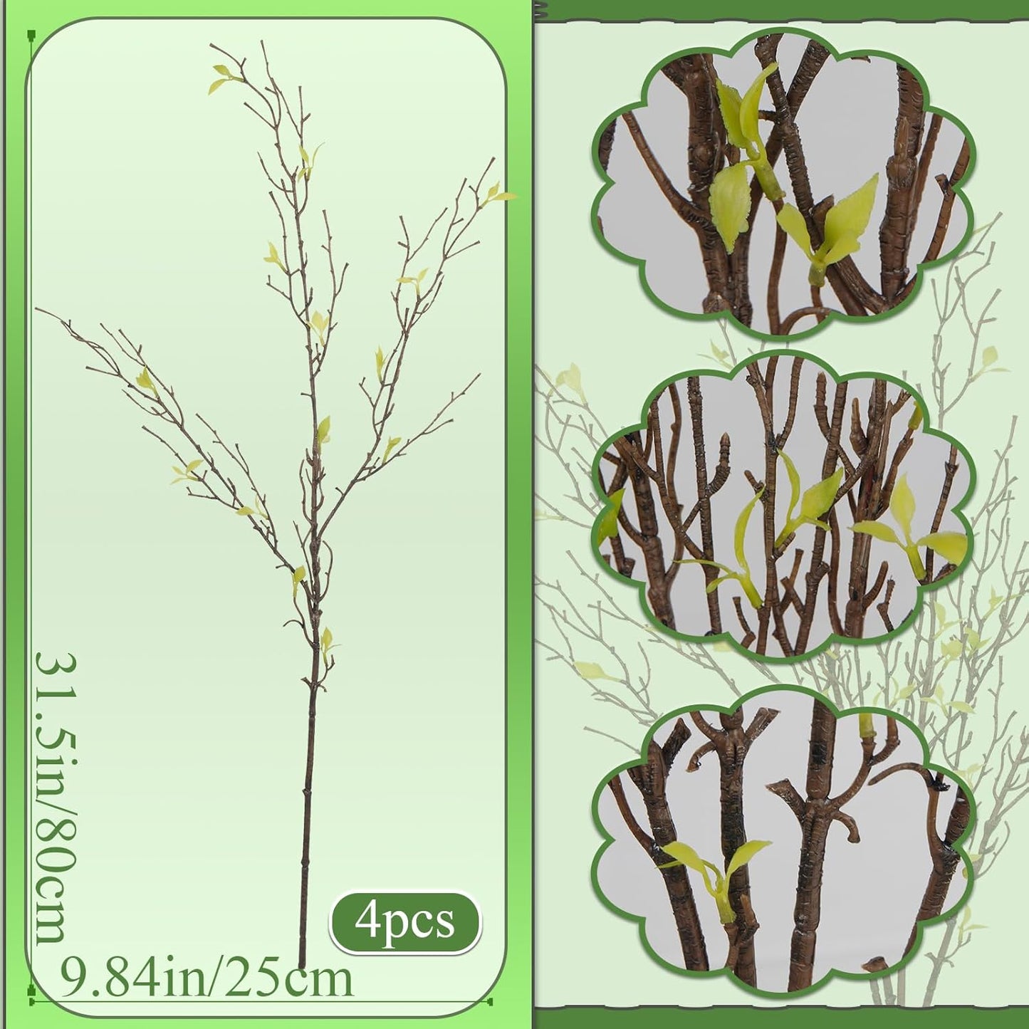 4 Pcs Faux Greenery Branches Fall Fake Twigs and Branches for Vases 31.5 Inch Brown Artificial Greenery Stems for Vase Filler Autumn Home Centerpiece Wedding Decor