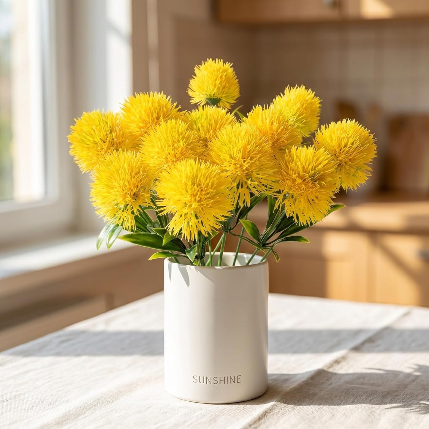 Artificial Dandelion Flowers 1.38 Inch Faux Dandelions Bouquet for Home Wedding Table Centerpiece Office and Craft Decoration