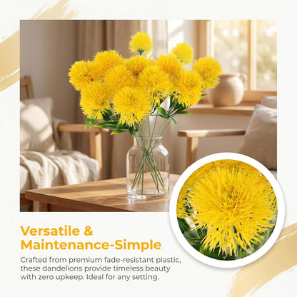 Artificial Dandelion Flowers 1.38 Inch Faux Dandelions Bouquet for Home Wedding Table Centerpiece Office and Craft Decoration