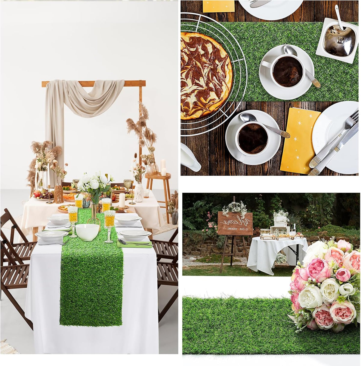 13x36 in Artificial Grass Table Runner for Indoor & Outdoor Decor