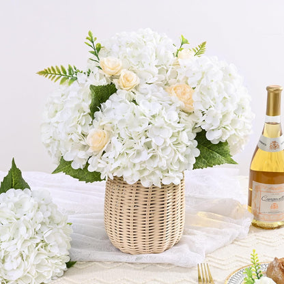 Real Touch Hydrangea Artificial Flowers, 21" Fake Flowers, White