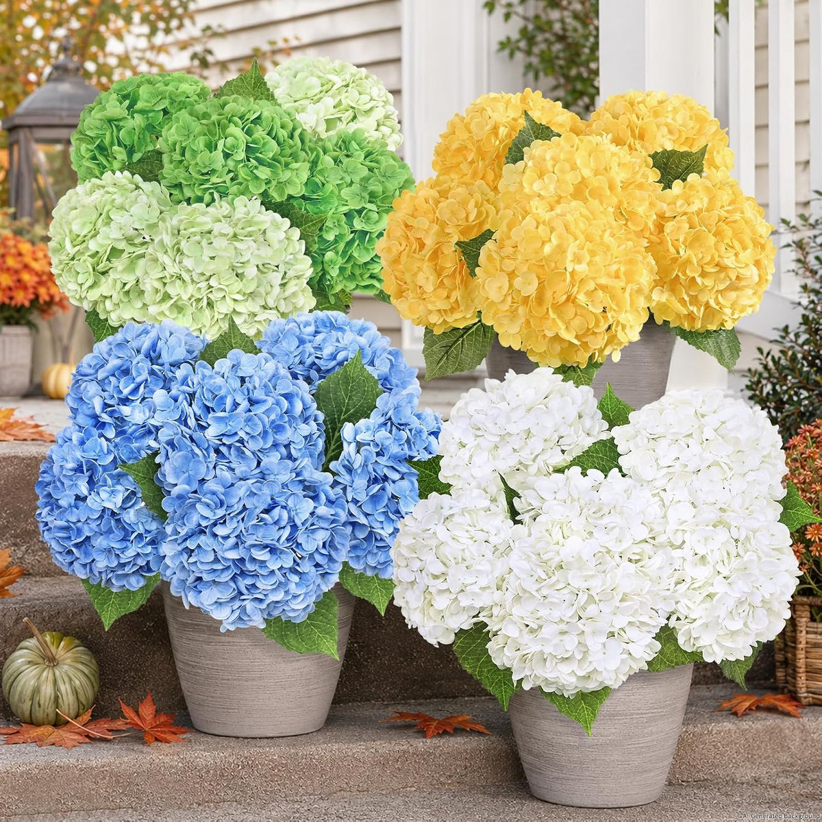 Real Touch Hydrangea Artificial Flowers, 21" Fake Flowers, White