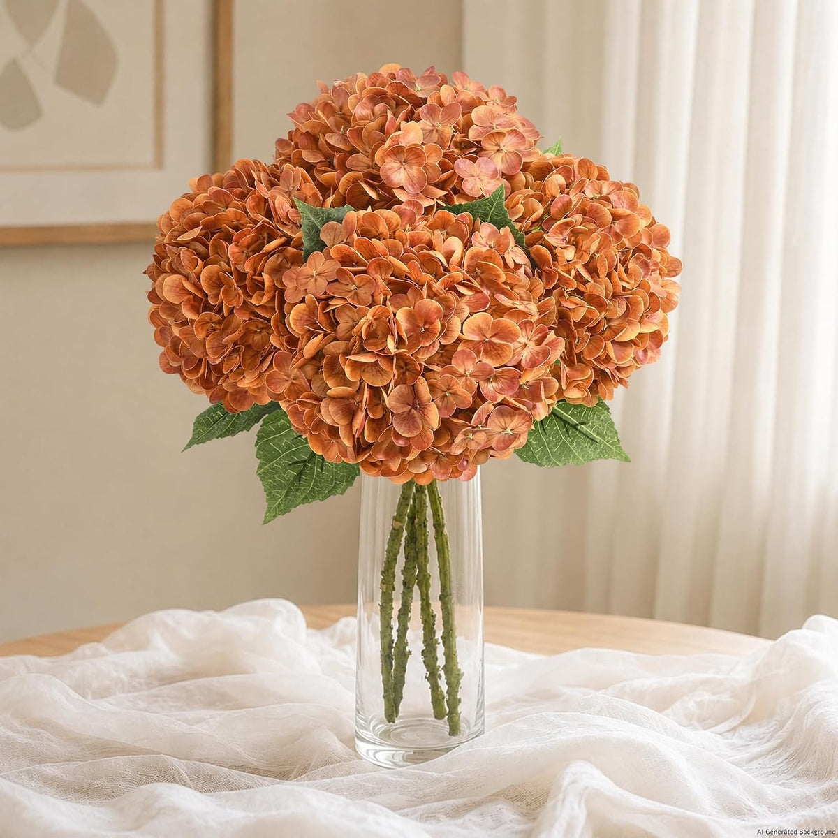 Real Touch Hydrangea Artificial Flowers, 21" Fake Flowers, White