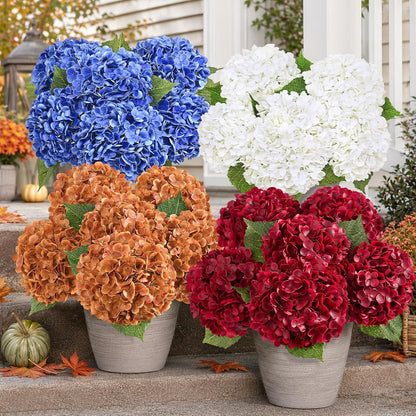 Real Touch Hydrangea Artificial Flowers, 21" Fake Flowers, White