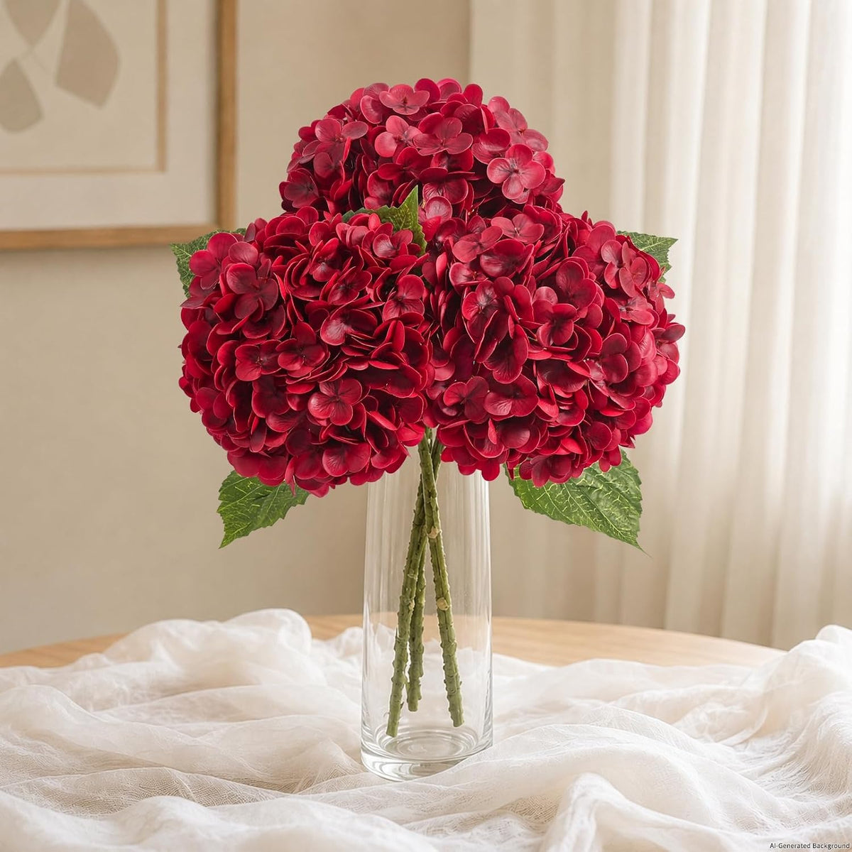 Real Touch Hydrangea Artificial Flowers, 21" Fake Flowers, White