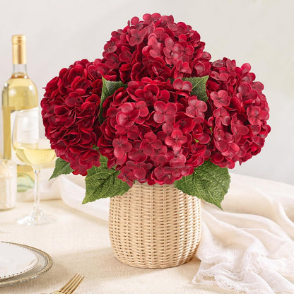 Real Touch Hydrangea Artificial Flowers, 21" Fake Flowers, White