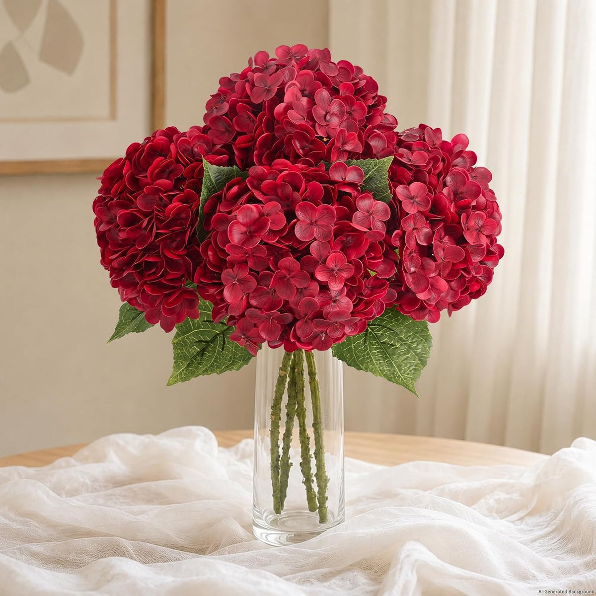 Real Touch Hydrangea Artificial Flowers, 21" Fake Flowers, White