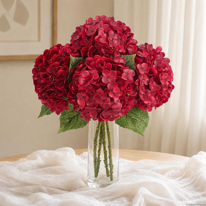 Real Touch Hydrangea Artificial Flowers, 21" Fake Flowers, White
