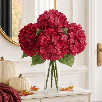 Real Touch Hydrangea Artificial Flowers, 21" Fake Flowers, White