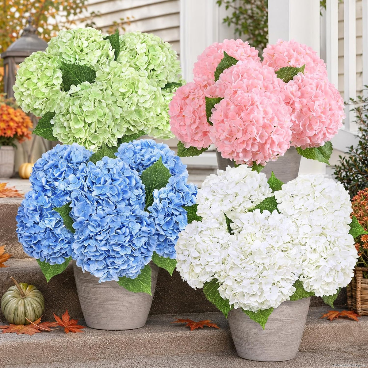 Real Touch Hydrangea Artificial Flowers, 21" Fake Flowers, White