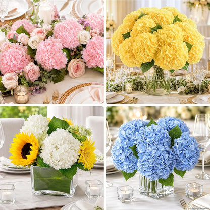 Real Touch Hydrangea Artificial Flowers, 21" Fake Flowers, White