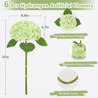 Real Touch Hydrangea Artificial Flowers, 21" Fake Flowers, White
