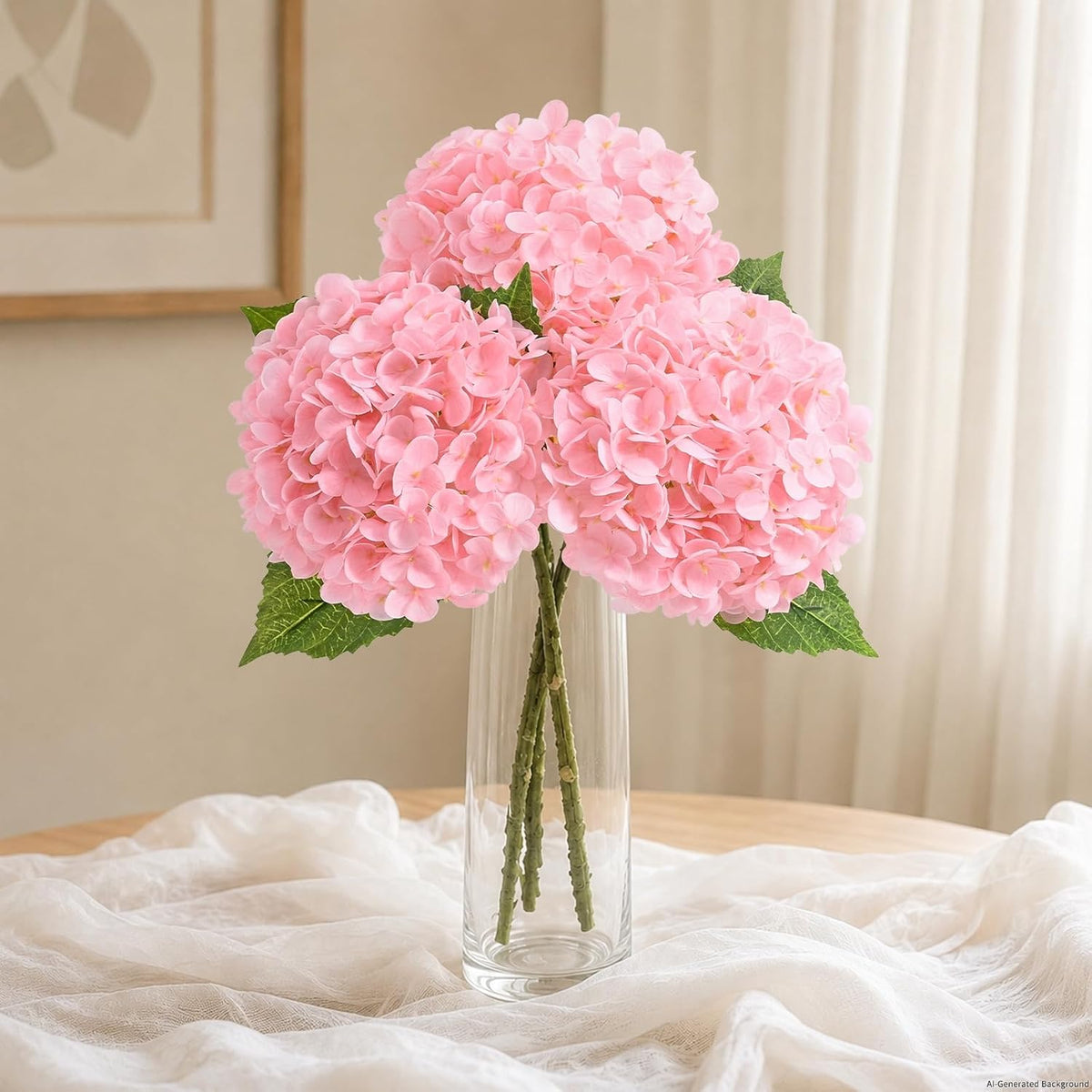 Real Touch Hydrangea Artificial Flowers, 21" Fake Flowers, White