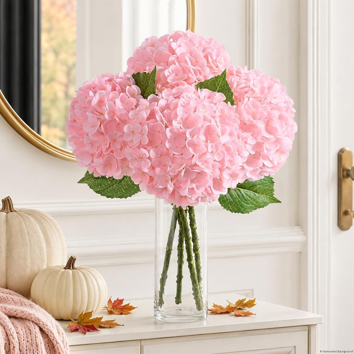 Real Touch Hydrangea Artificial Flowers, 21" Fake Flowers, White