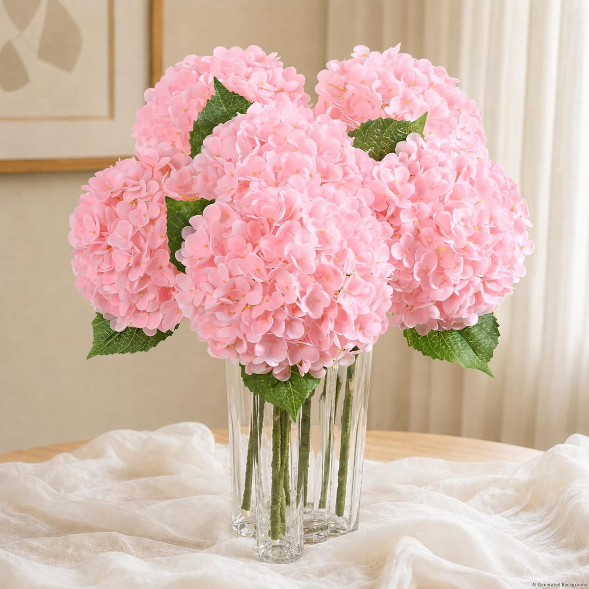 Real Touch Hydrangea Artificial Flowers, 21" Fake Flowers, White