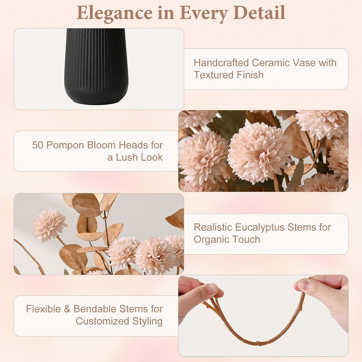 Real Touch Hydrangea Artificial Flowers, 21" Fake Flowers, White