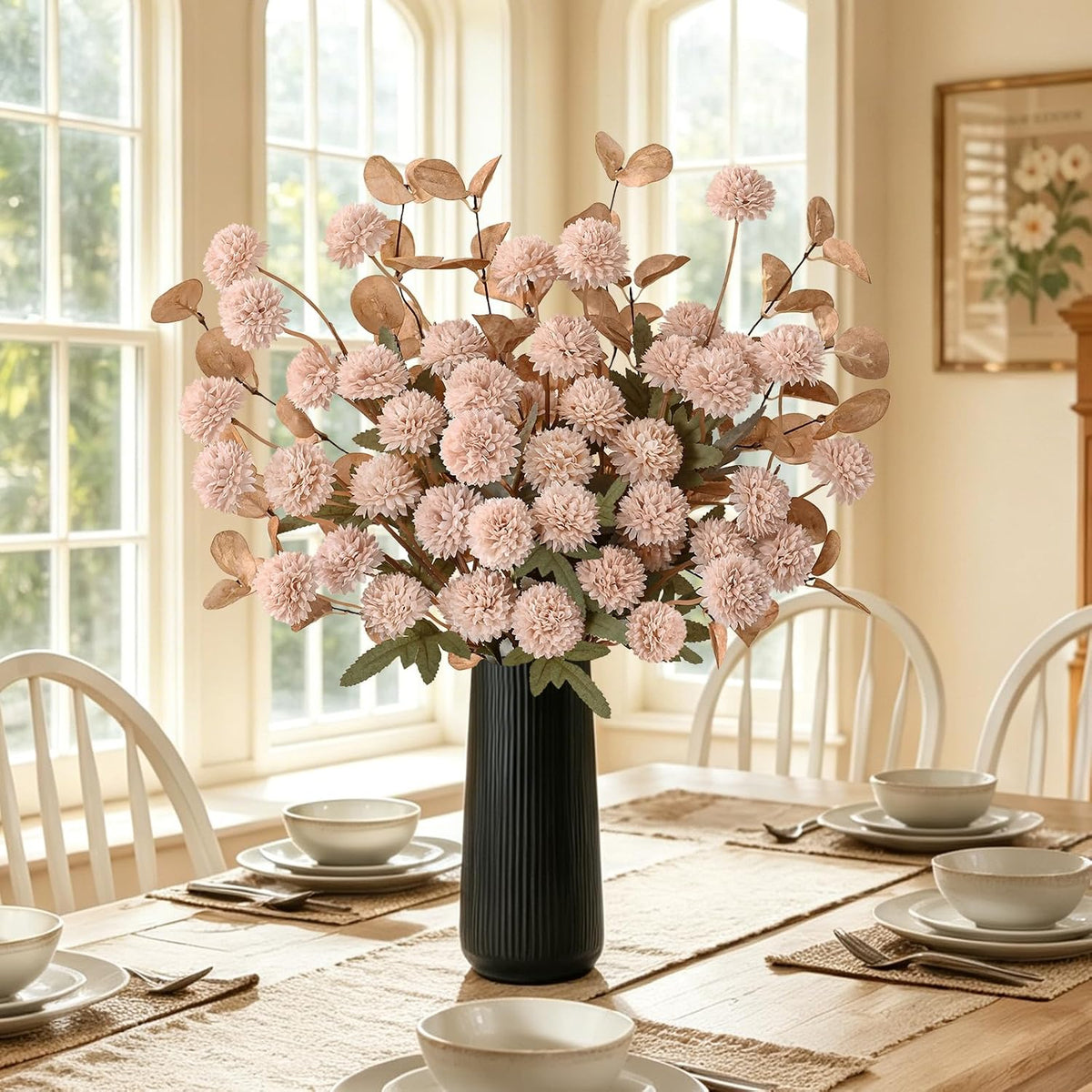 Real Touch Hydrangea Artificial Flowers, 21" Fake Flowers, White