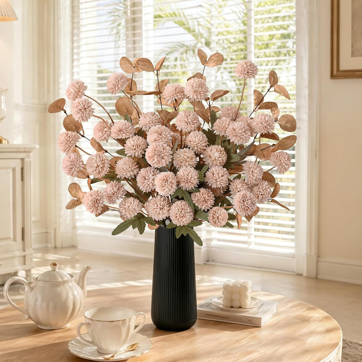 Real Touch Hydrangea Artificial Flowers, 21" Fake Flowers, White
