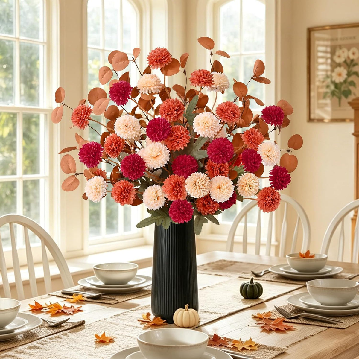 Real Touch Hydrangea Artificial Flowers, 21" Fake Flowers, White