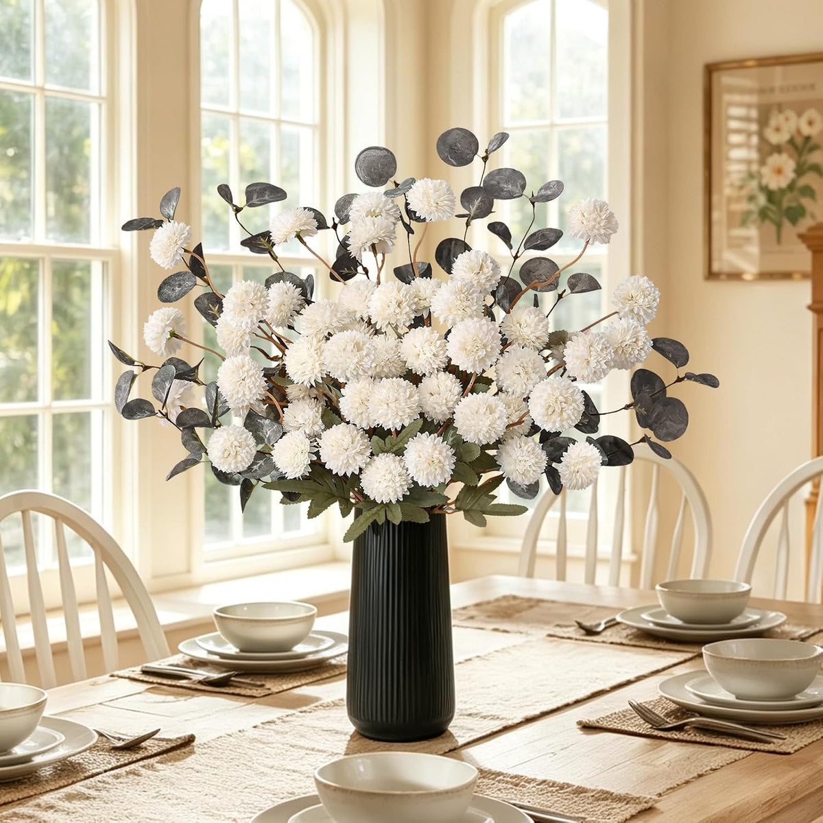 Real Touch Hydrangea Artificial Flowers, 21" Fake Flowers, White