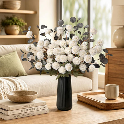 Real Touch Hydrangea Artificial Flowers, 21" Fake Flowers, White