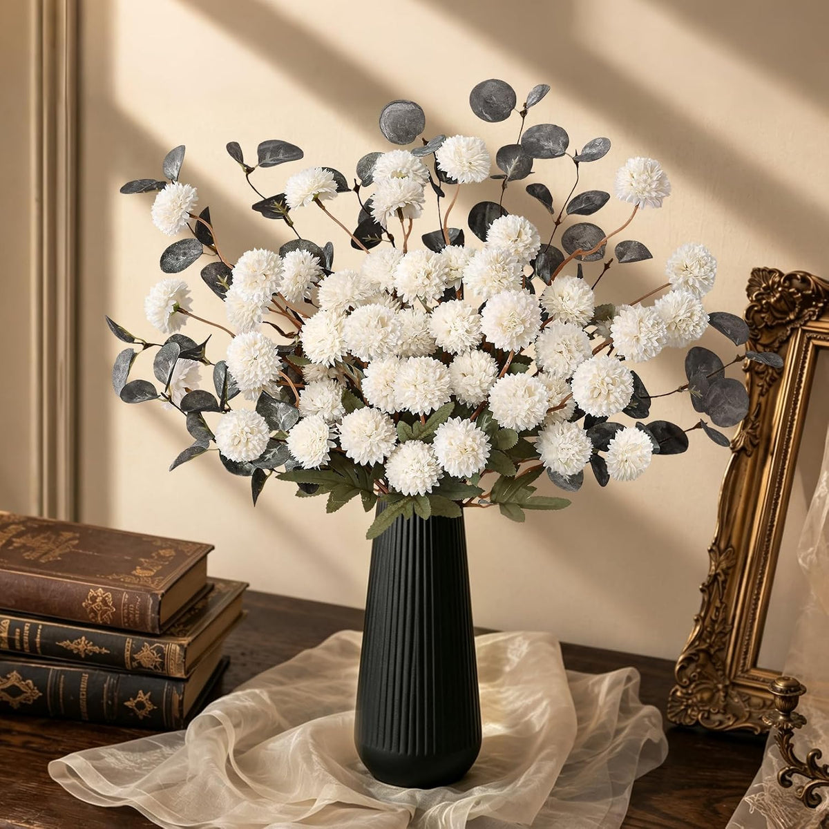 Real Touch Hydrangea Artificial Flowers, 21" Fake Flowers, White