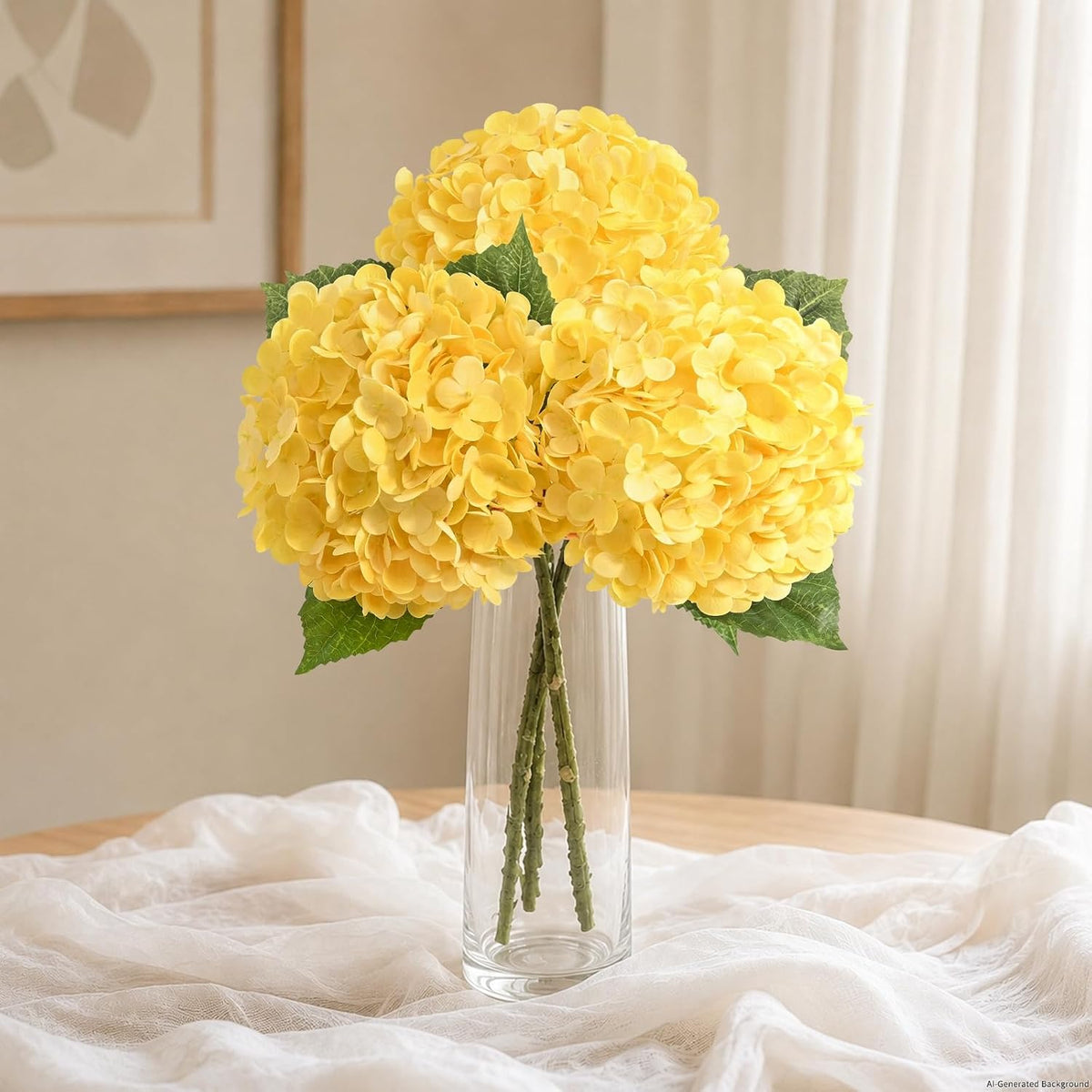 Real Touch Hydrangea Artificial Flowers, 21" Fake Flowers, White